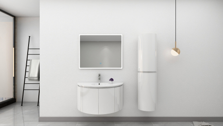 Curve Bathroom Cabinet with Gloss White Lacquared
