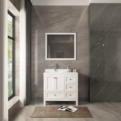 MDF & Solidwood Floor Bathroom Cabinet 90cm 