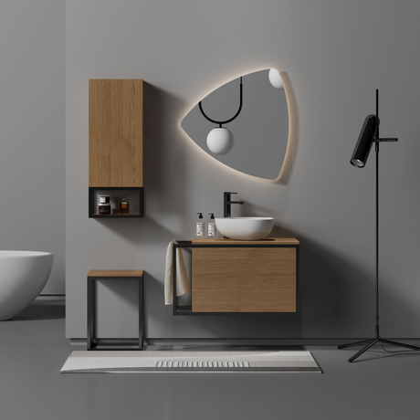 Metal Frame MDF Bathroom Cabinet with Ceramic Basin