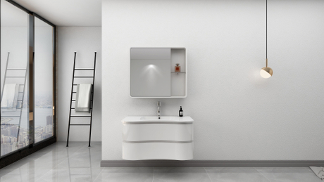 Curve PVC Bathroom Cabinet with Gloss White Lacquared