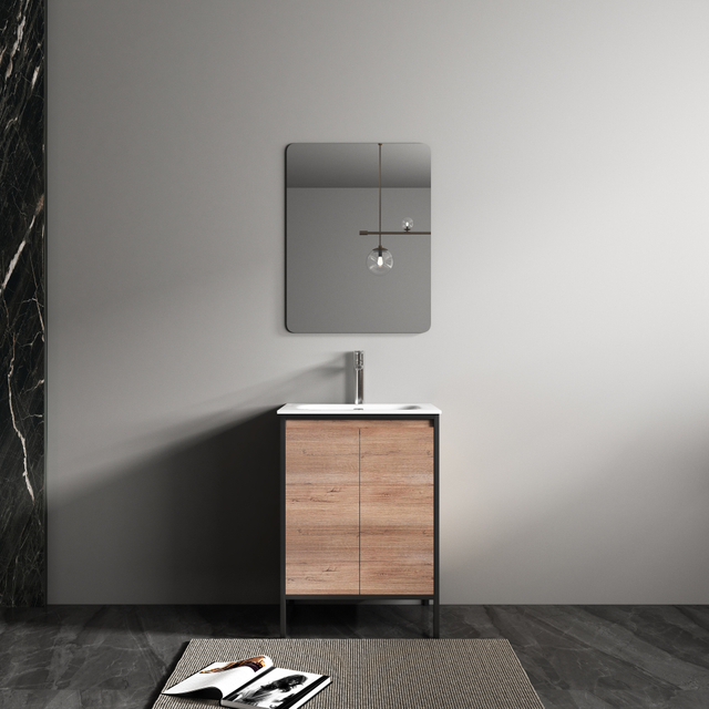 Industrial Style Metal Frame Bathroom Cabinet Modern 60cm