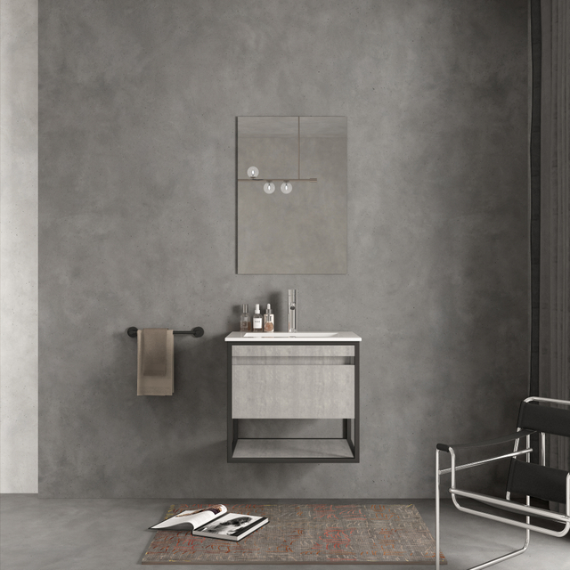 Industrial Style Metal Frame Modern Bathroom Cabinet with One Drawers