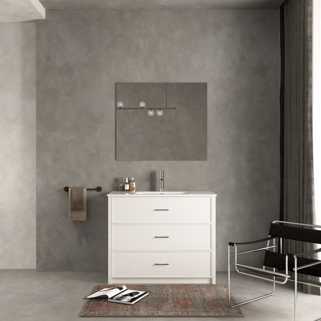 MDF Vanity bathroom Cabinet free standing with three drawers 100cm