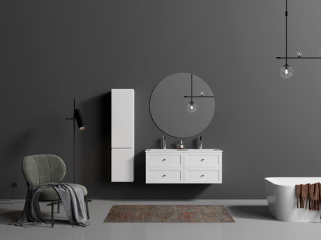 Set Bathroom Cabinet with Double Basin 120cm