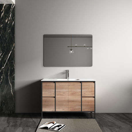 New design Matt black Metal frame industry style morden Bathroom Cabinet 
