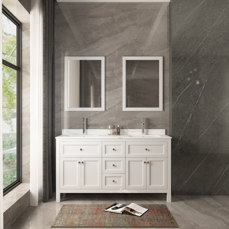 MDF & Solidwood Floor Bathroom Cabinet 150cm with Double Basin 