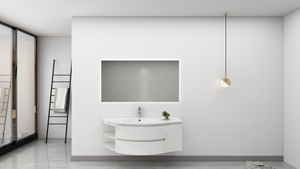 Curve Style Bathroom Cabinet with Gloss White Lacquared