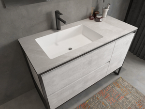 Metal Frame Industrial Style Bathroom Cabinet with Ceramic Basin 
