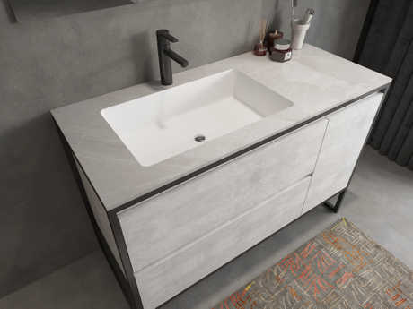 Metal Frame Industrial Style Bathroom Cabinet with Ceramic Basin 