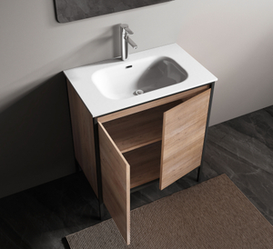 Modern Single Sink indutrial Style Metal Frame Bathroom Cabinet Modern 80cm